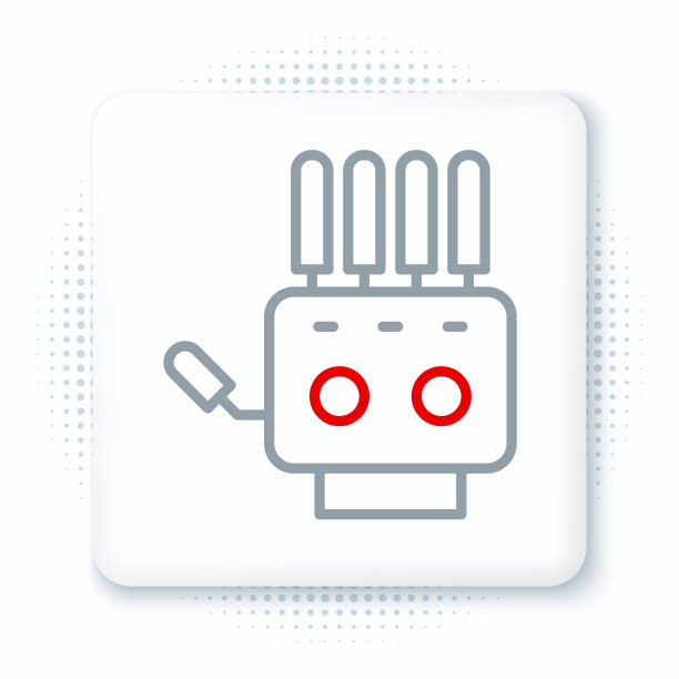 白色背景上孤立的机械手图标。机械臂的象征。技术的概念。色彩斑斓的轮廓的概念。向量图片下载