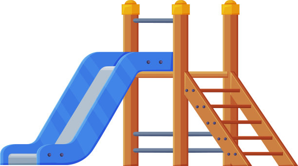 操场上的彩色木制滑梯图片下载