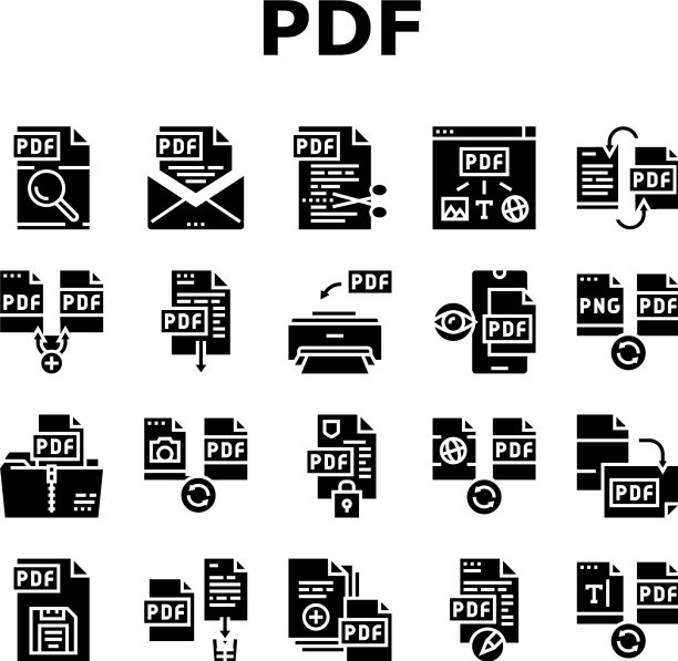 PDF电子文件收集图标集图片下载
