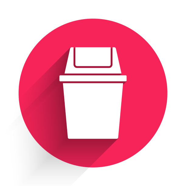 白色垃圾桶图标孤立与长影子图片下载