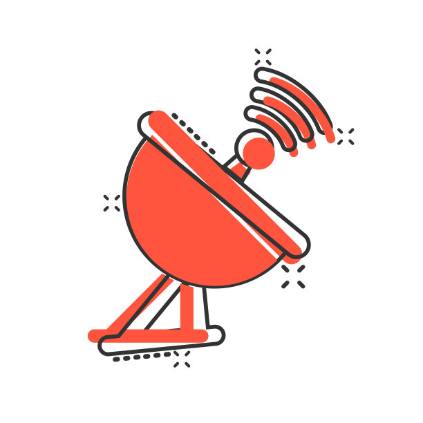 卫星天线塔的漫画风格图标图片下载