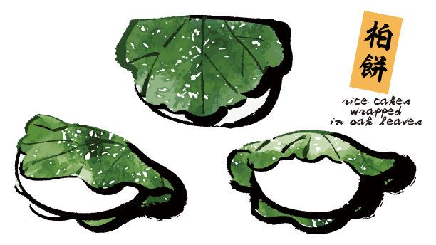 剪辑艺术:柏和麻糬。日本传统食物图片下载