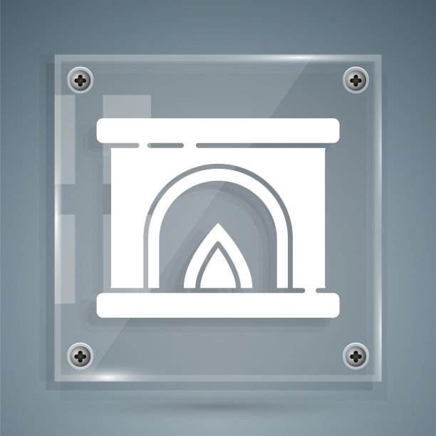 白色室内壁炉图标孤立在灰色图片下载