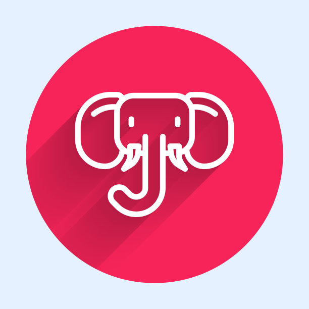 白色线条大象图标孤立与长影子图片下载