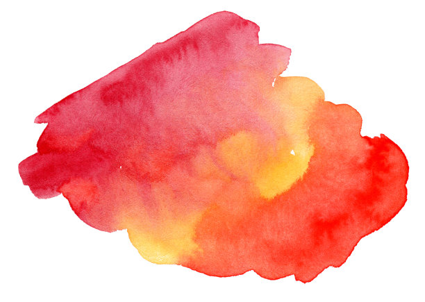 抽象红色，橙色和黄色水彩背景文字或标志孤立在白色。手绘水彩云图片下载
