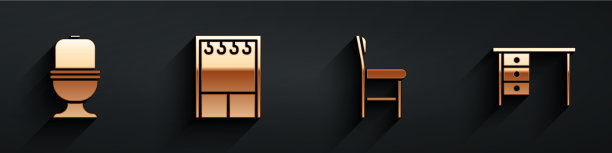 设置马桶、衣柜、椅子和办公桌图片下载