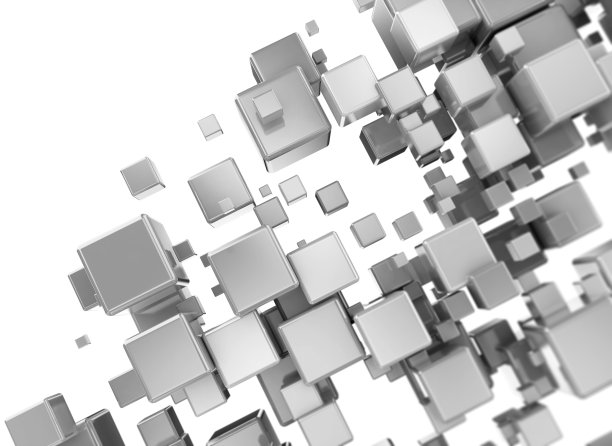 金属立方体抽象网络插图。3D渲染孤立的白色背景图片下载