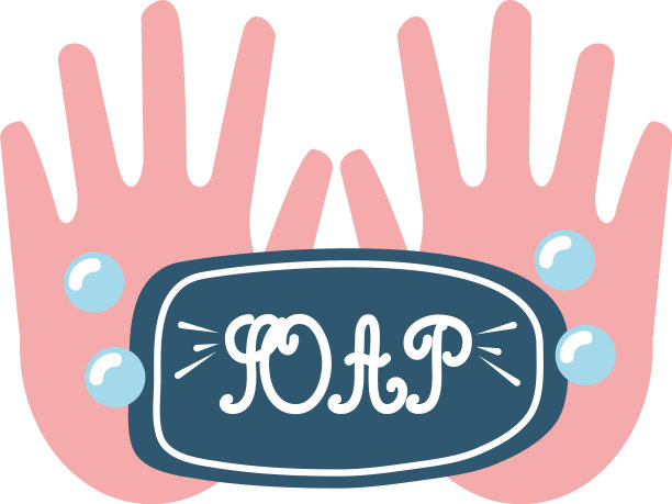 带手的冠状病毒贴纸香皂图片下载