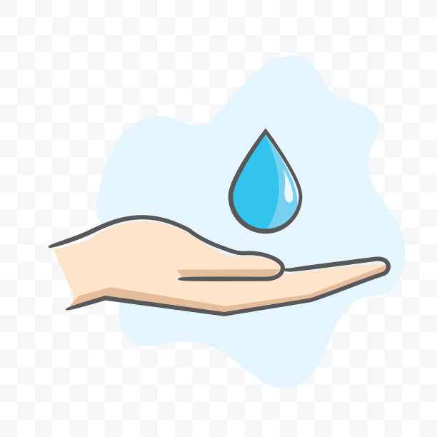 水滴在透明的手掌图标上图片下载