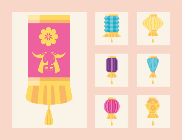 中国新年灯图标集设计图片下载