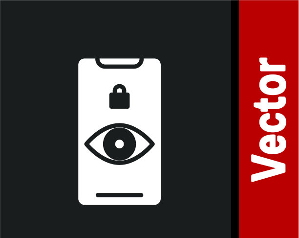 白色眼睛扫描图标孤立在黑色背景图片下载