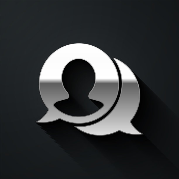 银色语音气泡聊天图标孤立在黑色图片下载