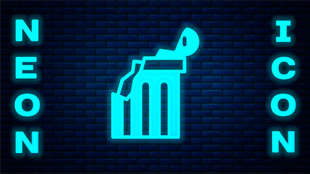 发光的霓虹破碎的古柱图标孤立图片下载