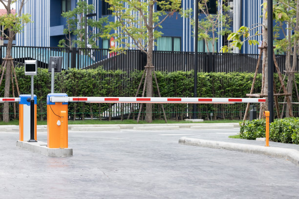 自动护栏为家庭村庄安全系统与闭路电视。居民有安全门。图片下载