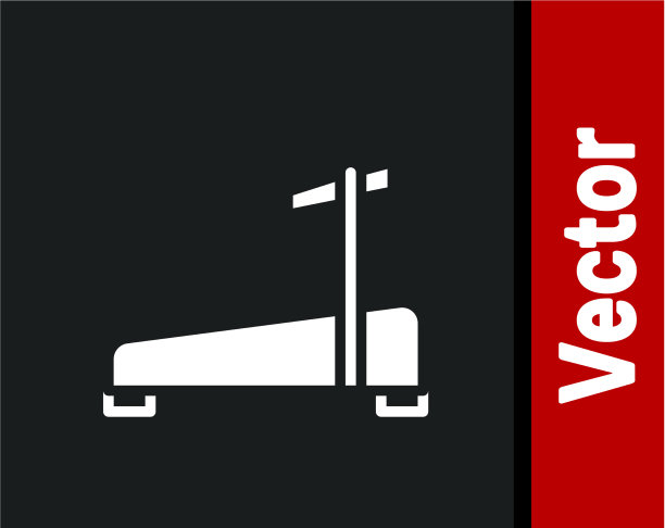 白色跑步机图标孤立在黑色图片下载