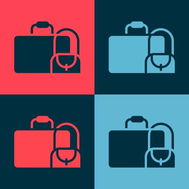 波普艺术旅行箱的旅行图标孤立的颜色图片下载