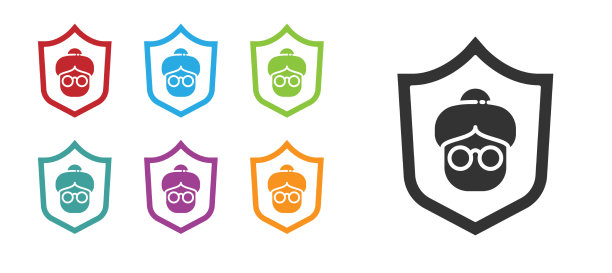 黑人祖母图标孤立在白色上图片下载