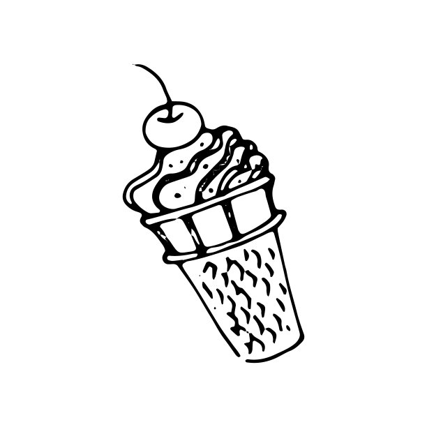 冰淇淋蛋筒手绘矢量涂鸦图标图片下载