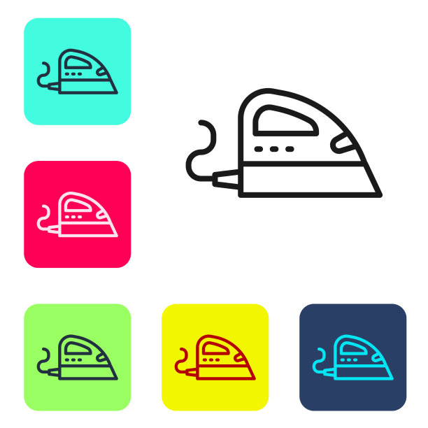 黑线电熨斗图标隔离在白色上图片下载