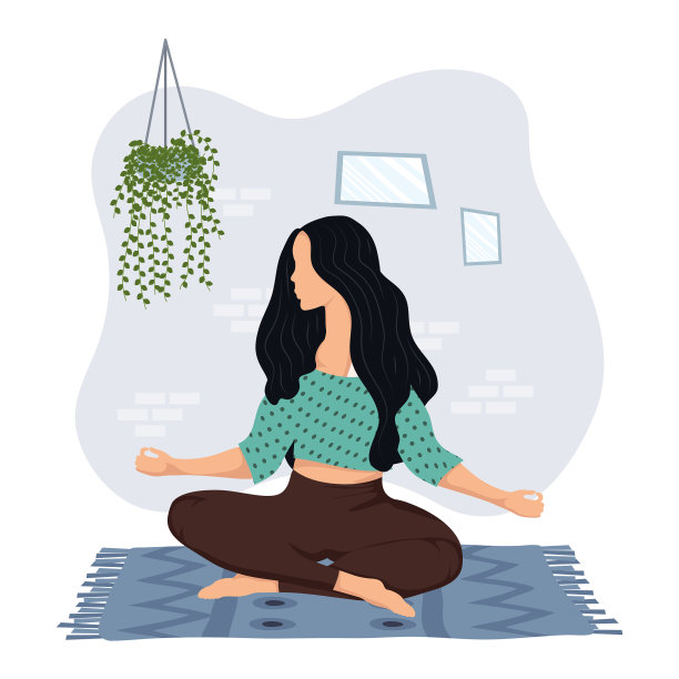 年轻女子在家里练习瑜伽图片下载