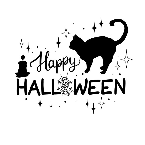 万圣节快乐黑猫剪影图片下载