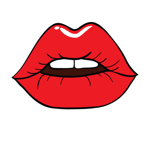 图标打印女人的嘴唇一个吻与红色图片下载