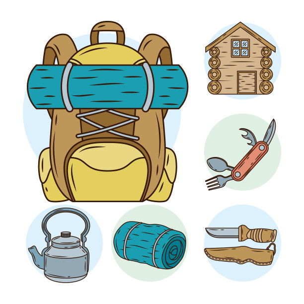 旅行包用捆绑露营定线和填充图片下载