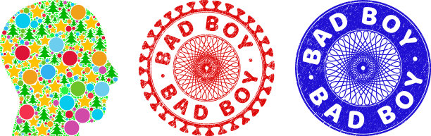 坏小子破坏了橡胶印和头部轮廓图片下载