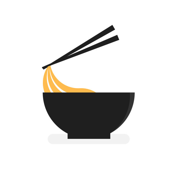 面条碗和筷子标志模板图片下载
