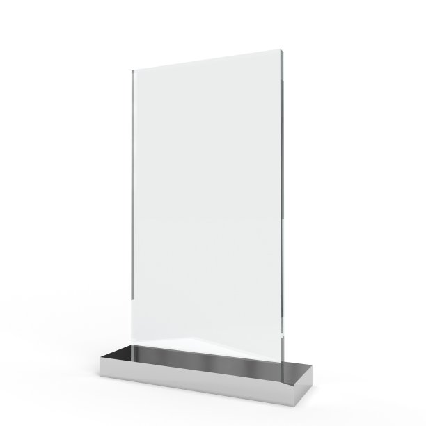 用金属底座做广告或新闻的玻璃支架。图片下载