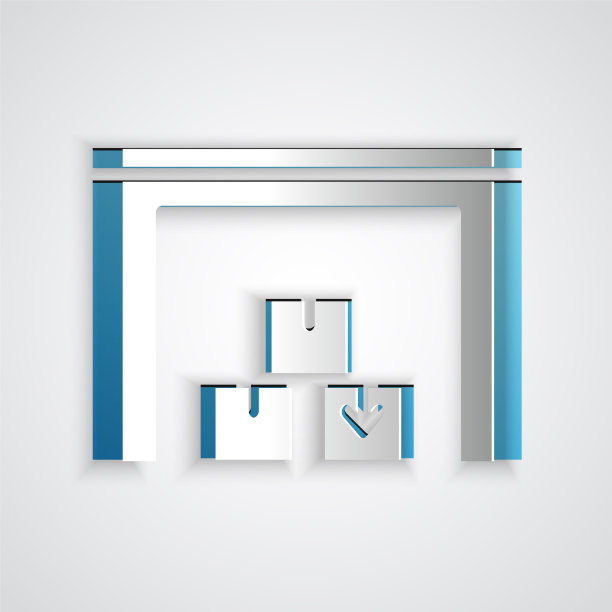 剪纸仓库图标孤立在灰色图片下载