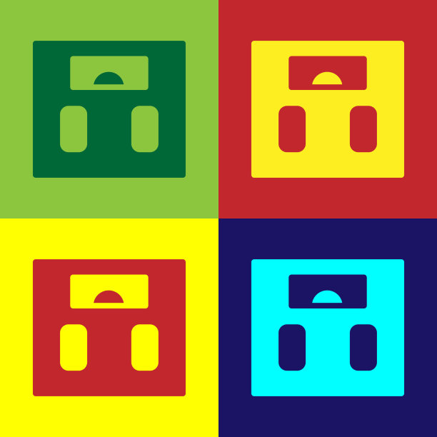 波普艺术浴室秤图标孤立的颜色图片下载