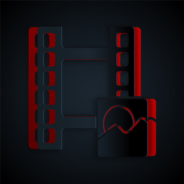 剪纸播放视频图标孤立在黑色图片下载