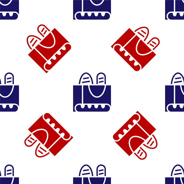 蓝色和红色的法国长棍面包图标孤立图片下载