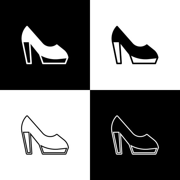 设置女人鞋与高跟鞋图标隔离图片下载