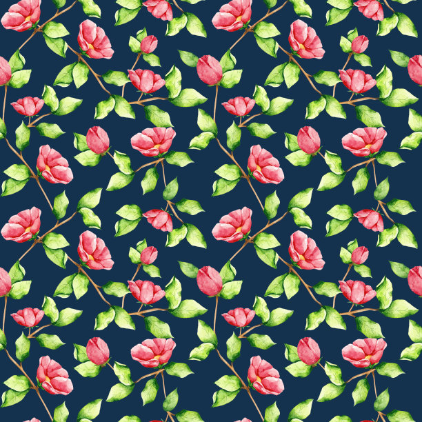 蓝色的枝和花图案图片下载