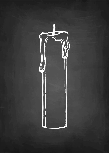 蜡烛的粉笔素描。图片下载