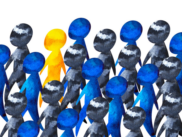 对比心灵人不同的人类精神抽象艺术自由群体有意识的水彩画插画设计图片下载