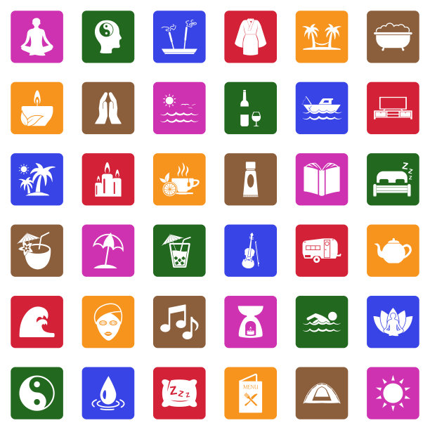 放松的图标。广场上的白色平面设计。矢量插图。图片下载