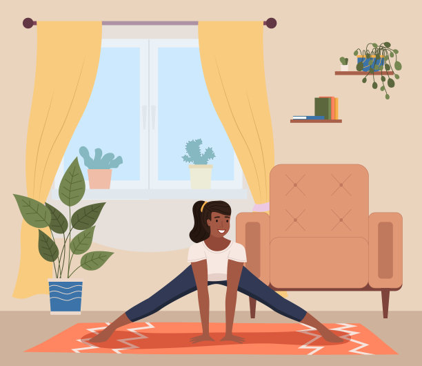 年轻的深色皮肤的女孩正在做伸展热身运动。发展灵活性健康的生活方式图片下载