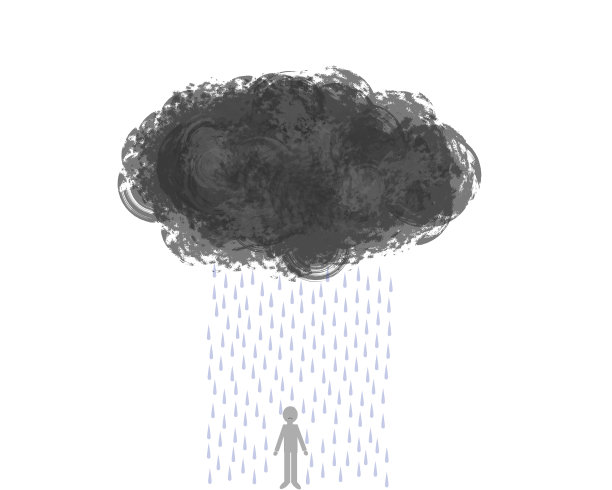 乌云下在卡通人物身上图片下载