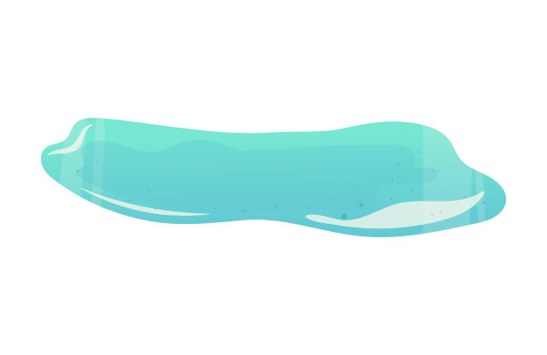 矢量孤立的插图在白色的背景。水坑蓝色的水坑或波浪状的水带有高光和阴影的渐变设计元素。图片下载