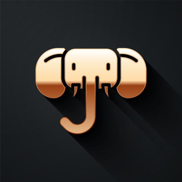 金色大象图标孤立在黑色背景图片下载