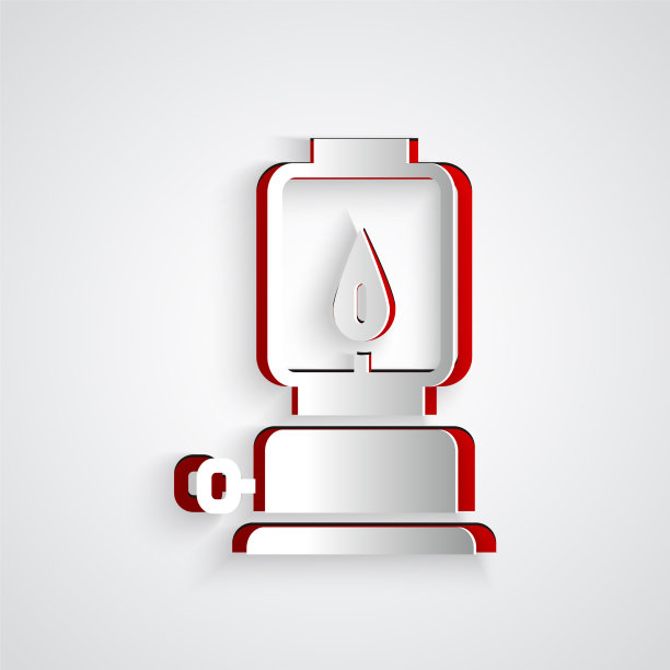 剪纸露营灯图标孤立在灰色图片下载