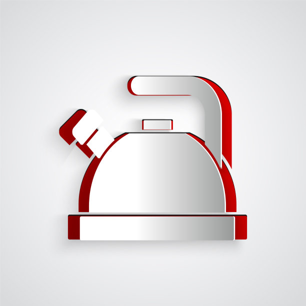 剪纸水壶与处理图标孤立在灰色图片下载