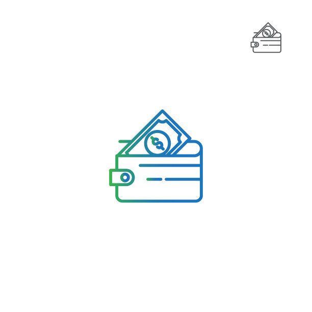 钱包渐变轮廓图标银行和金融图片下载