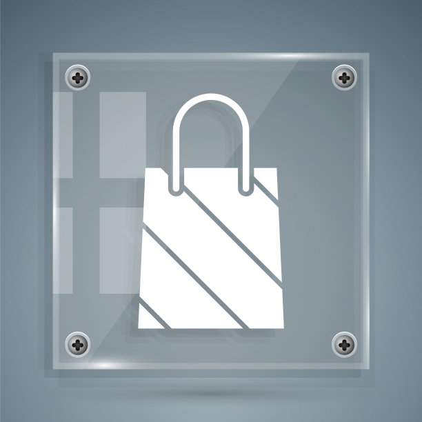 白色圣诞纸购物袋图标孤立图片下载