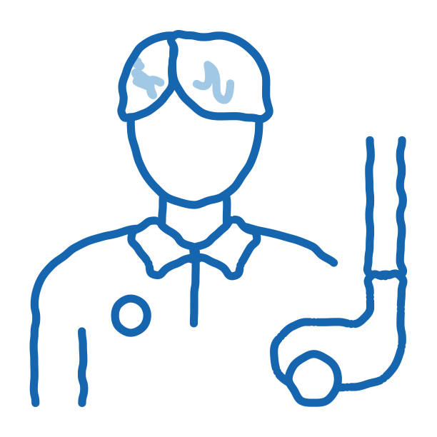 男子高尔夫球员涂鸦图标手绘插图图片下载