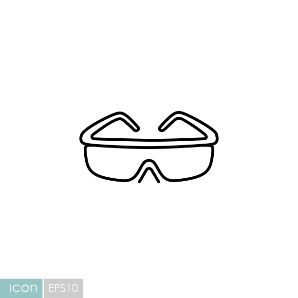 安全护目镜矢量平面图标图片下载