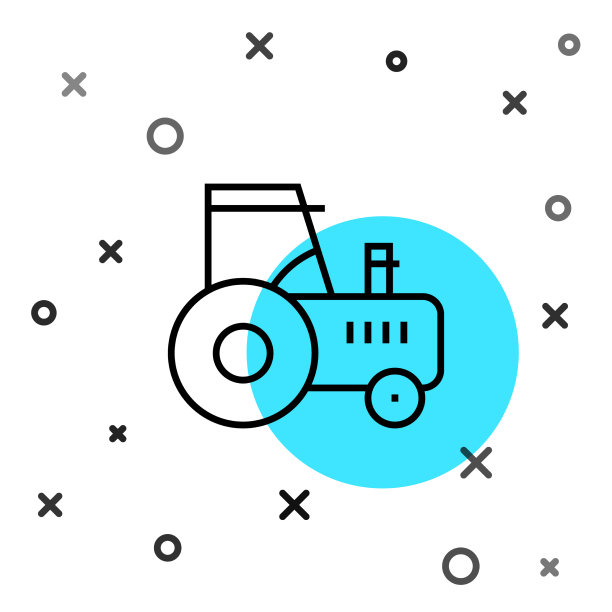 黑线拖拉机图标孤立在白色图片下载